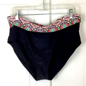 Plus Size Fold Over Black Bikini Bottoms Swimsuits for All Sz 20 NWT